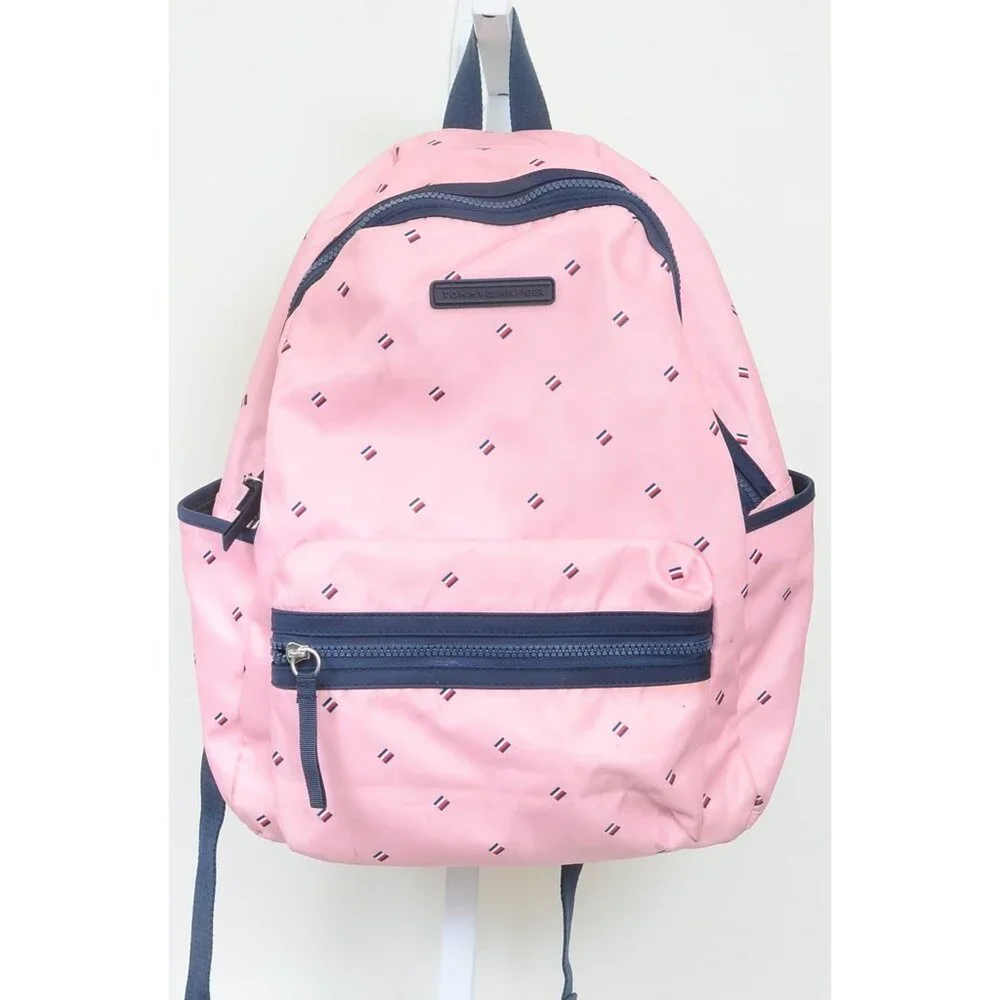 Tommy Hilfiger Pink Portland‎ Navy Blue Large Backpack Laptop Case School Bag